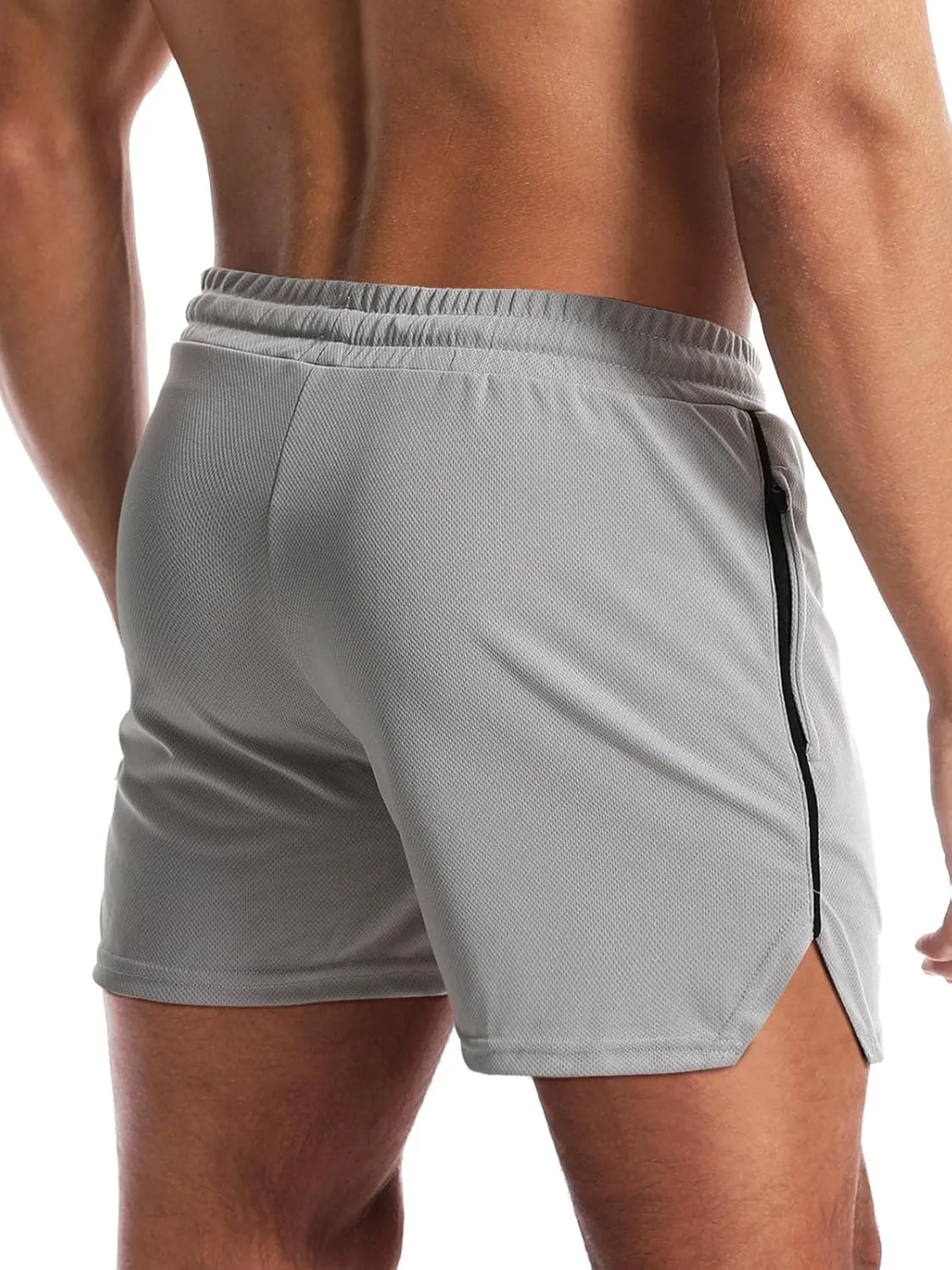 Aolesy Mens Workout Shorts with Zip Pocket 5" Lightweight Gym Running Shorts Linerless Bodybuilding Athletic Shorts