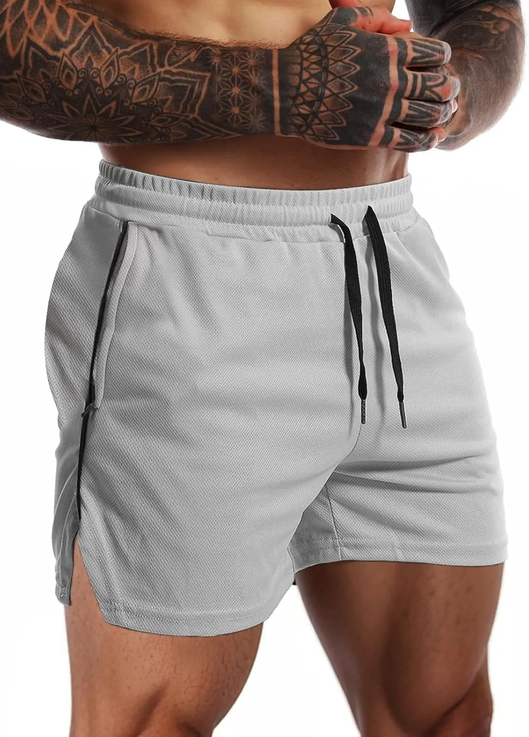 Aolesy Mens Workout Shorts with Zip Pocket 5" Lightweight Gym Running Shorts Linerless Bodybuilding Athletic Shorts