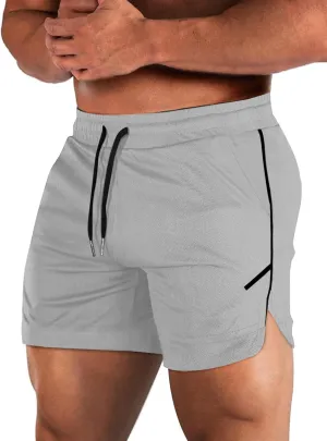 Aolesy Mens Workout Shorts with Zip Pocket 5" Lightweight Gym Running Shorts Linerless Bodybuilding Athletic Shorts