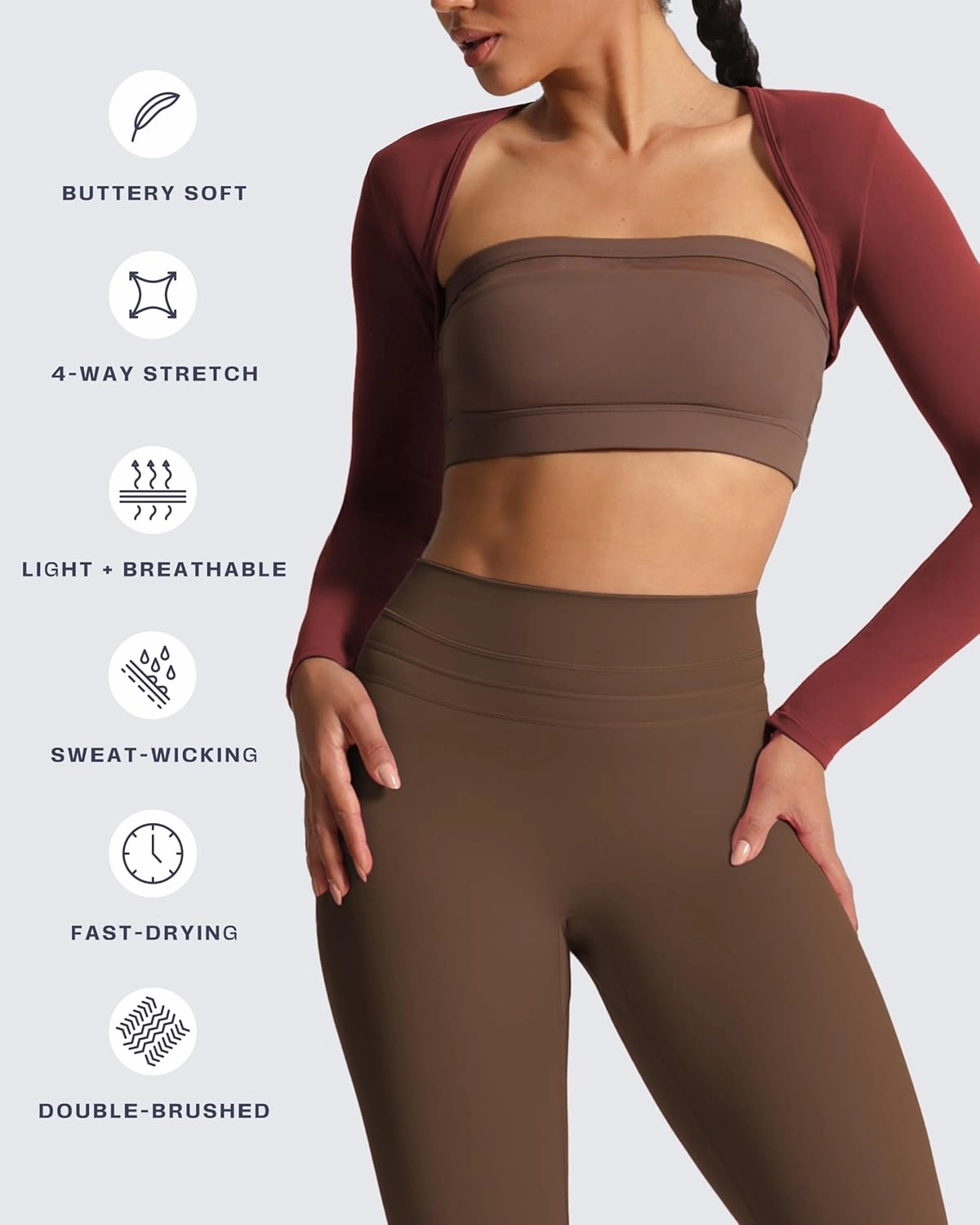 Aoxjox Women's Long Sleeve Open Front Lexi Lined Bolero Shrug Crop Top Cardigan
