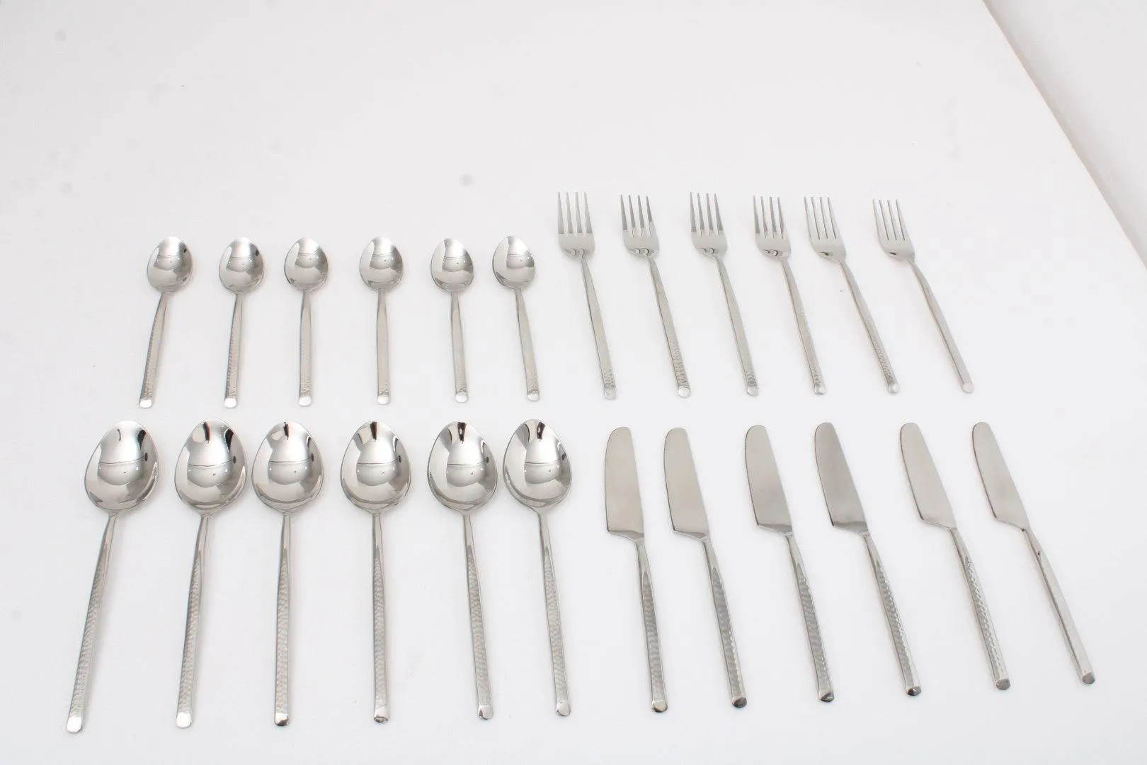 Artisan Dot Hammered Silver Cutlery Set of 24