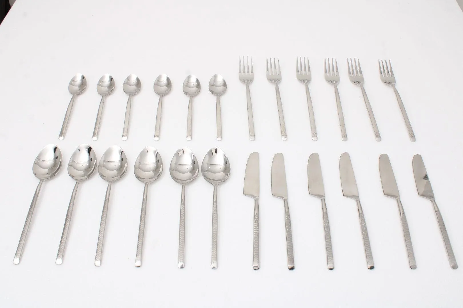 Artisan Dot Hammered Silver Cutlery Set of 24