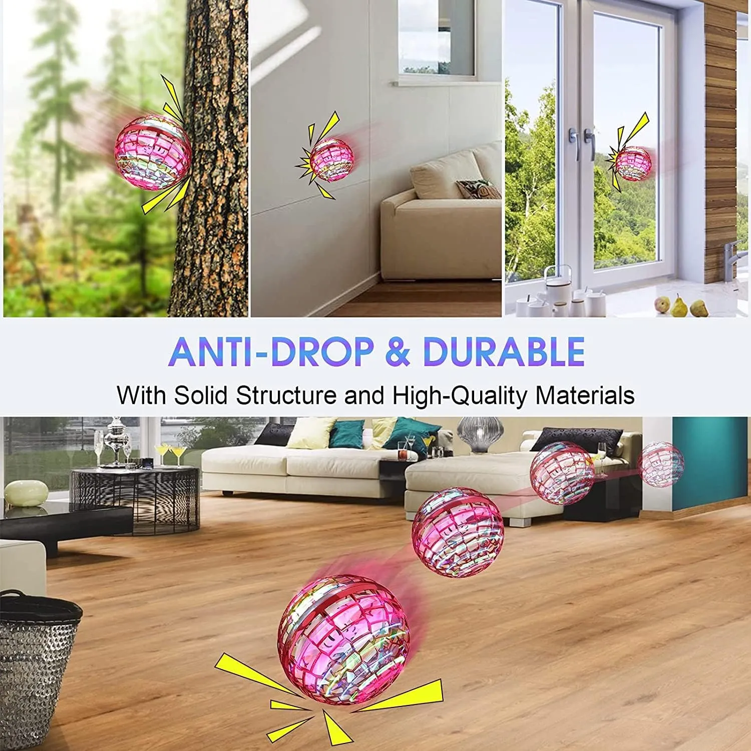 ATHLERIA Pro Hand Operated Mini Drone for Kids Teens,Led Light Arrow Rocket Helicopter Flying Ball Toy,Flying Spinner Interactive Toys,Birthdays for Boys Girls 6 