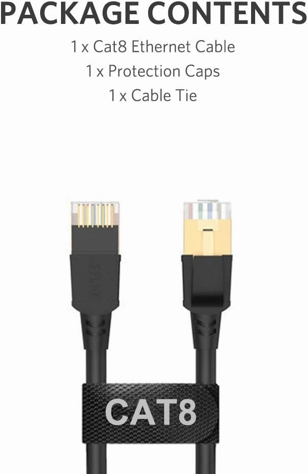 ATTMONO Cat8 Ethernet Cable, Professional Network Patch Cable 40Gbps 2000Mhz S/FTP LAN Wires, High Speed Internet Cable Cord with RJ45 Gold Plated Connector for Modem, Router, PC