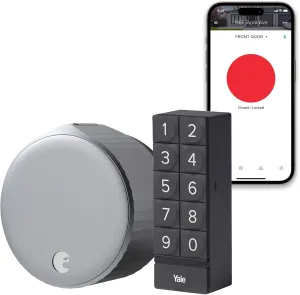 August Home Silver Wi-Fi Smart Lock and Smart Keypad, Keyless Door Lock for Front Entry Door, Great for Guests and Vacation Rentals, ‎AUG-SL05-KY1-S05