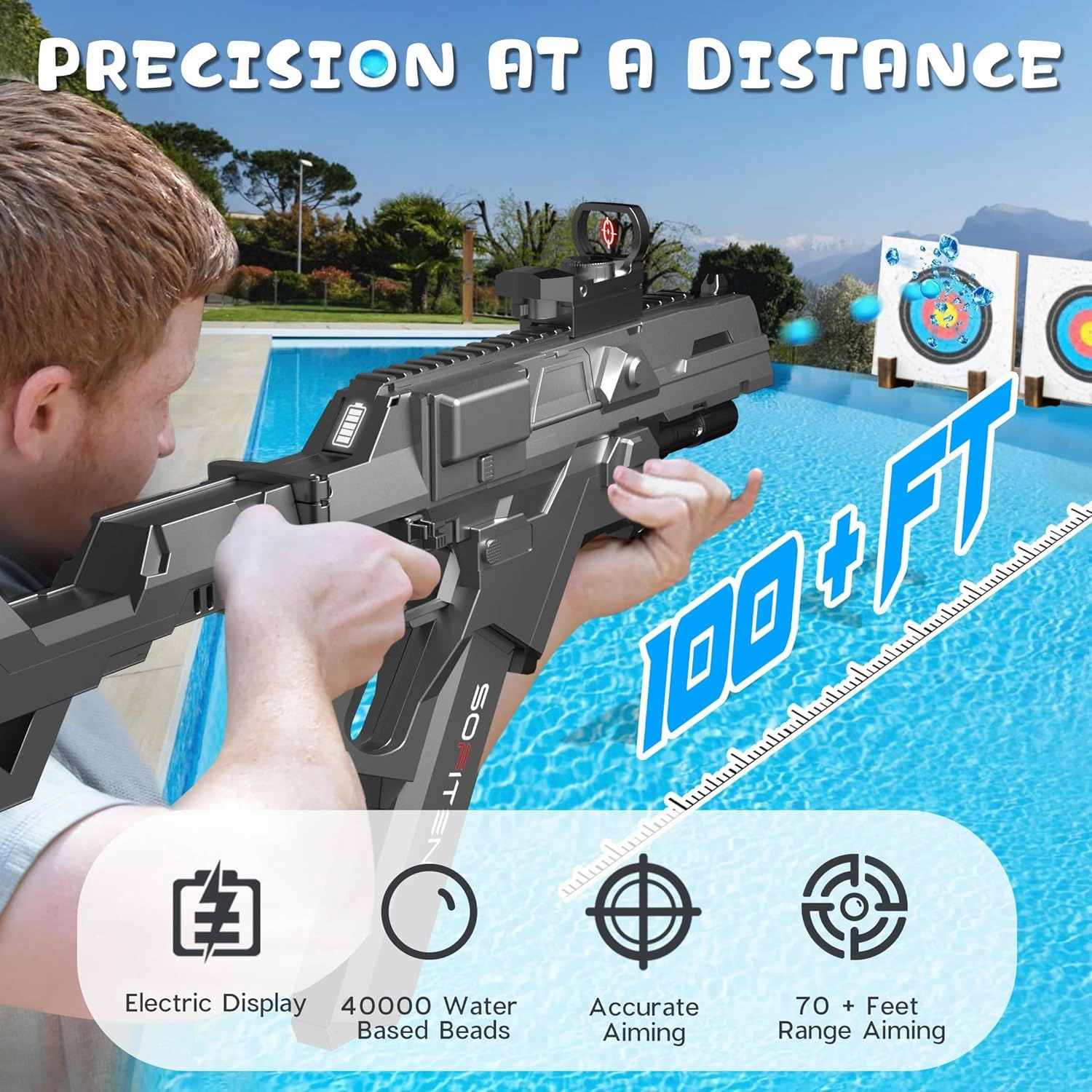 Automatic Gel Ball Blaster Sniper Rifle High Speed 180  FPS Electric Gel Gun for Outdoor Shooting Game Summer Birthday Gifts Ages 14 