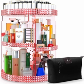 Awenia Makeup Organizer 360-Degree Rotating, Adjustable Makeup Storage, 7 Layers Large Capacity Cosmetic Storage Unit, Fits Different Types of Cosmetics and Accessories, Plus Size with Makeup Bag