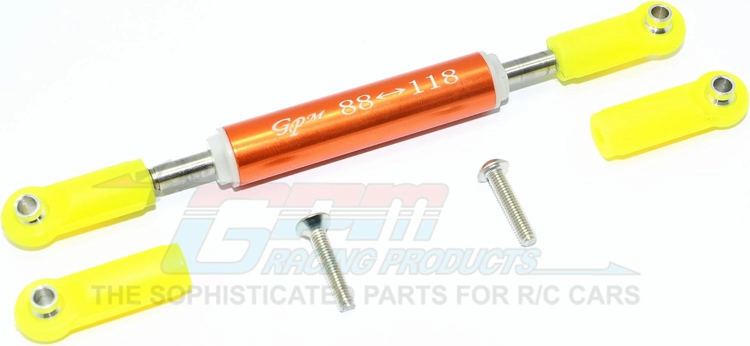 Axial SCX10 II Upgrade Parts (AX90046, AX90047) Aluminum Front Adjustable Supporting Link with Changeable Ball Ends - 1Pc Set Orange
