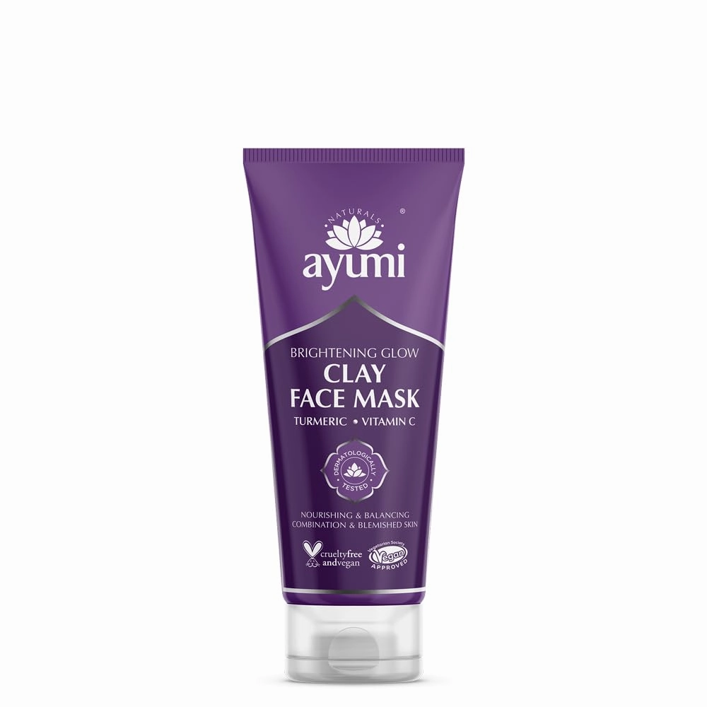 Ayumi Turmeric & Bergamot Face Mask | Award Winning Natural Turmeric Clay Mask | Vitamin C Soothes Inflammation & Reduces Spots | Papaya Acne Treatment for Face | Vegan Friendly | 3.3 Fl Oz