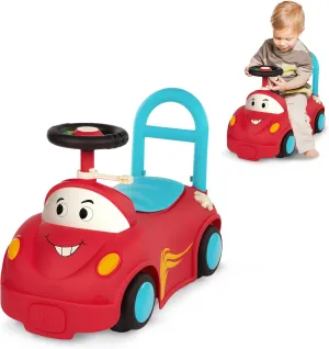 B. toys – Push CarToy – Ride-On Race Car –Walker Toy - Handle & Storage Space – Lights, Songs & Sounds – 1 Year   – Rollin' Riders - Freddy Zoom