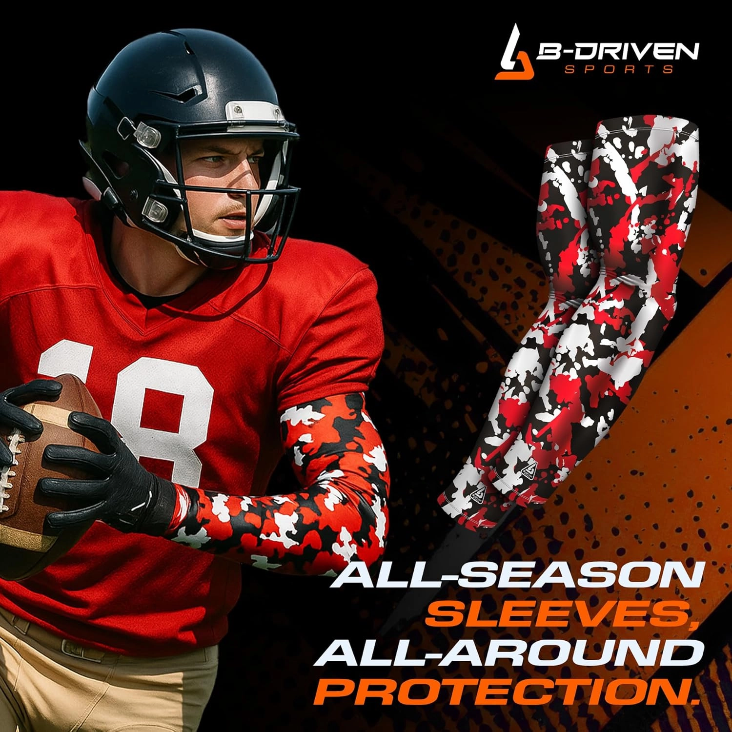 B-Driven Sports Premium Pro-Fit Compression Arm Sleeves for Men Women & Youth 44 Graphic Designs – Improve Circulation