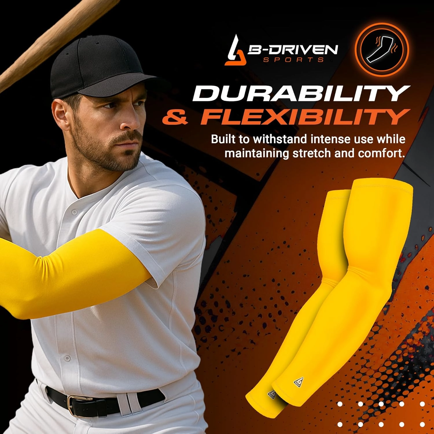B-Driven Sports Premium Pro-Fit Compression Arm Sleeves for Men Women & Youth 44 Graphic Designs – Improve Circulation