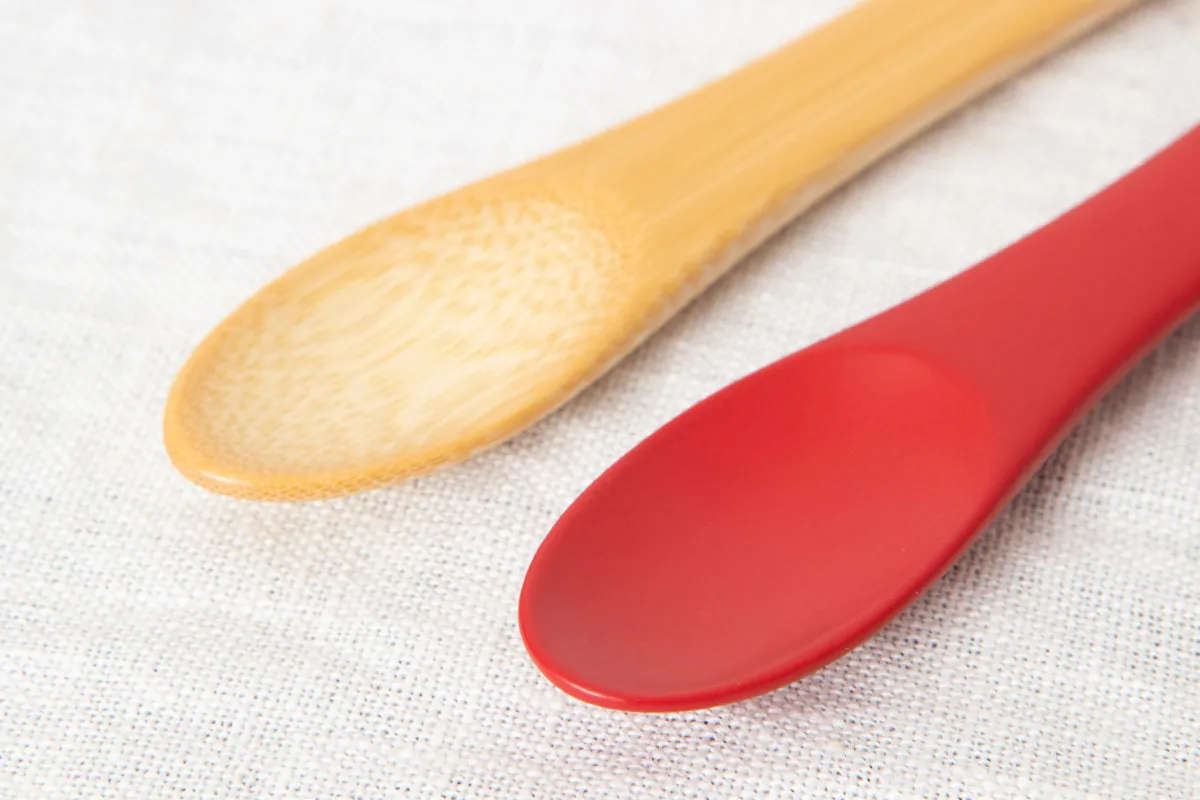 Baby fork, Baby spoon [ Natural, Red ] / Mōsō bamboo / Ōita-JPN 211116