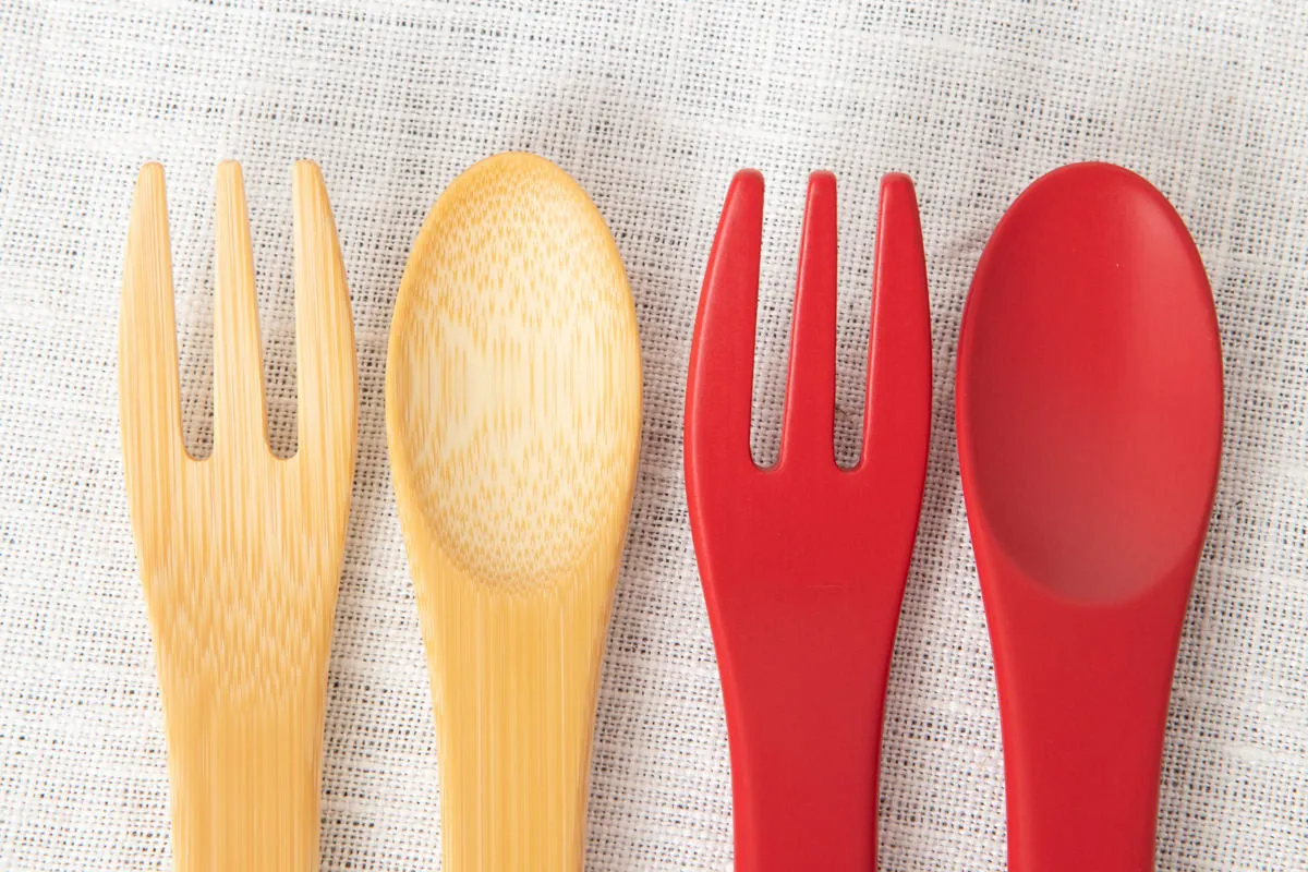 Baby fork, Baby spoon [ Natural, Red ] / Mōsō bamboo / Ōita-JPN 211116
