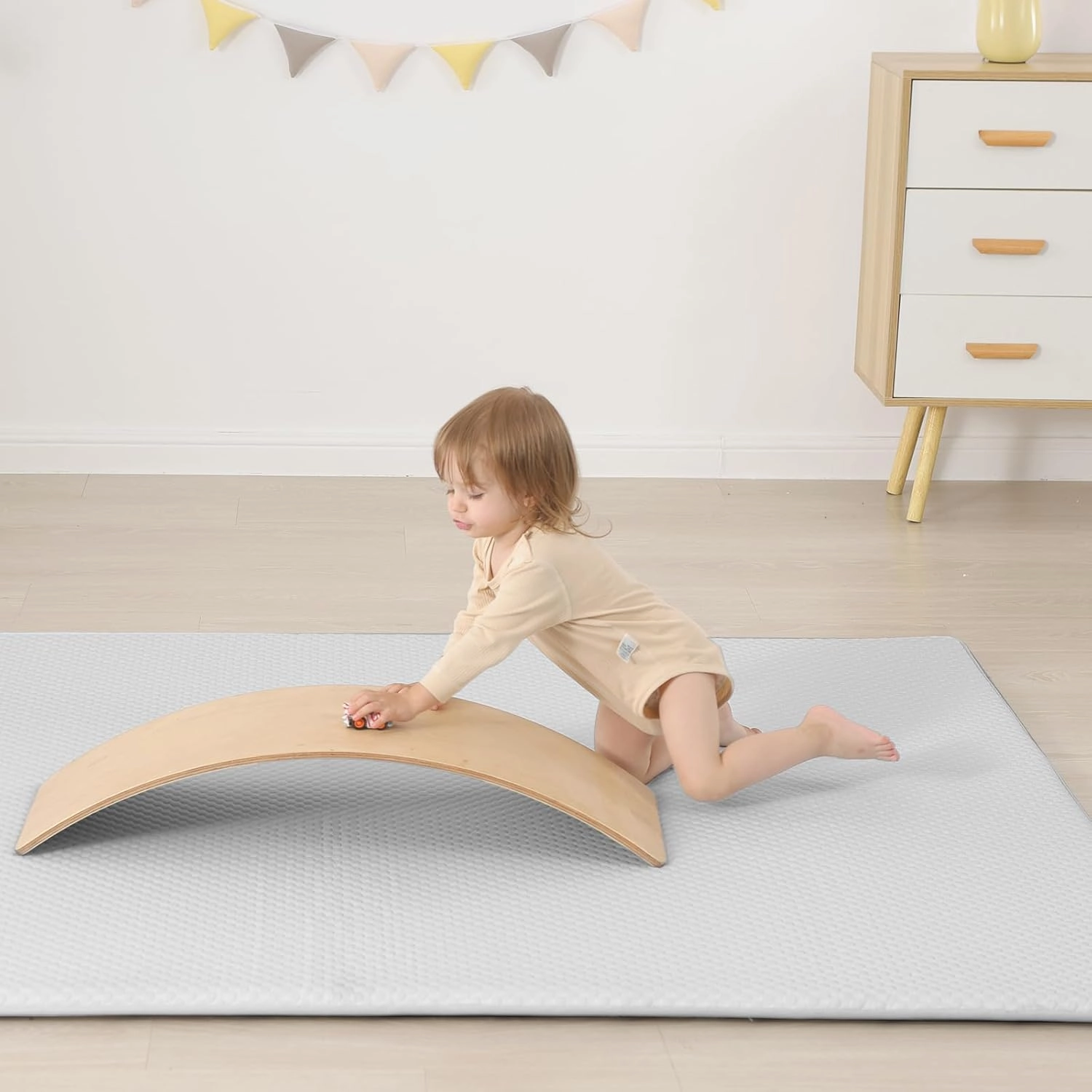 Baby Play Mat for Summer,1.3 Thick Memory Foam Cooling Floor Tummy Time Mat, Soft & Breathable, Non-Slip Rectangular for Toddlers’ Playtime & Rest(Grey,39"x59")