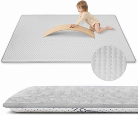 Baby Play Mat for Summer,1.3 Thick Memory Foam Cooling Floor Tummy Time Mat, Soft & Breathable, Non-Slip Rectangular for Toddlers’ Playtime & Rest(Grey,39"x59")