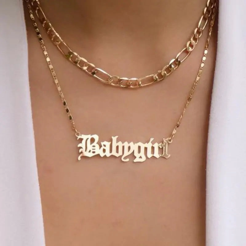 Babygirl Letter Necklace - Personalized Double Layer