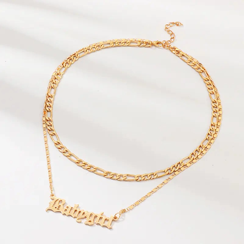 Babygirl Letter Necklace - Personalized Double Layer