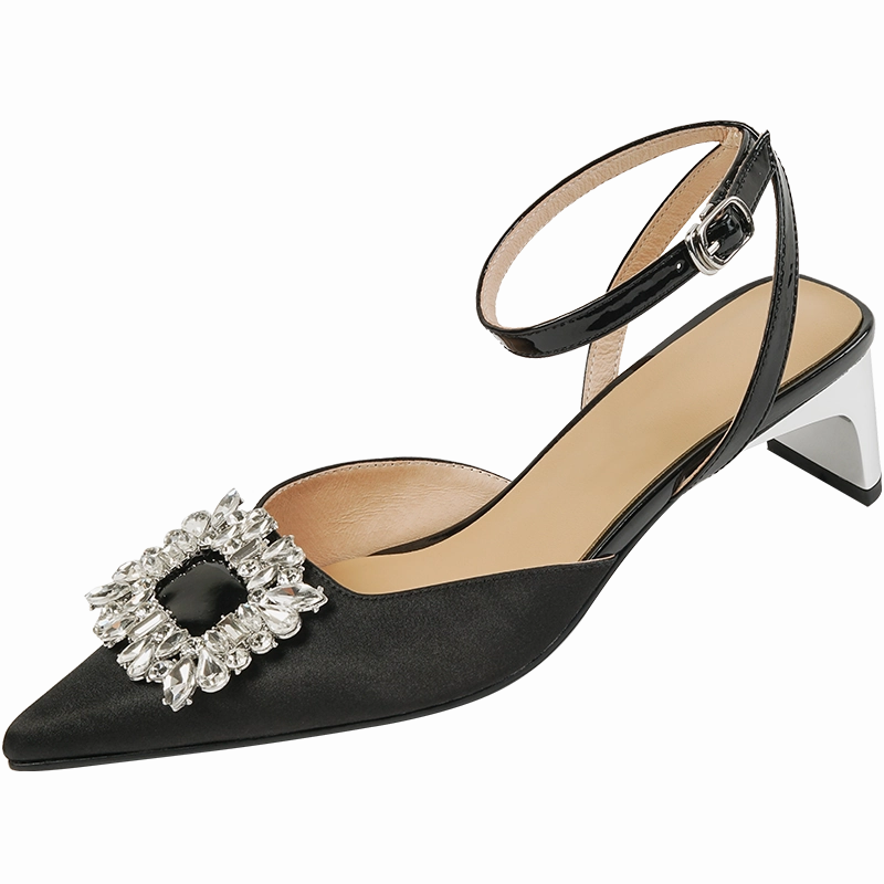 Back to school summer women sandals natural leather22-24.5cm silk upper Feminine Sandals Crystal Diamond shoes for women sandals