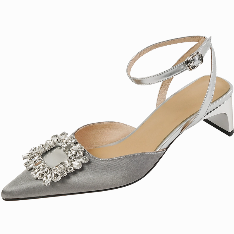Back to school summer women sandals natural leather22-24.5cm silk upper Feminine Sandals Crystal Diamond shoes for women sandals