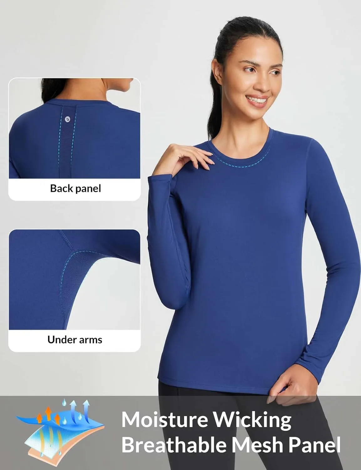 baleaf Women's Thermal Shirts Crewneck Fleece Lined Long Sleeve Tops Running Workout Ski Base Layer Winter Cold Weather