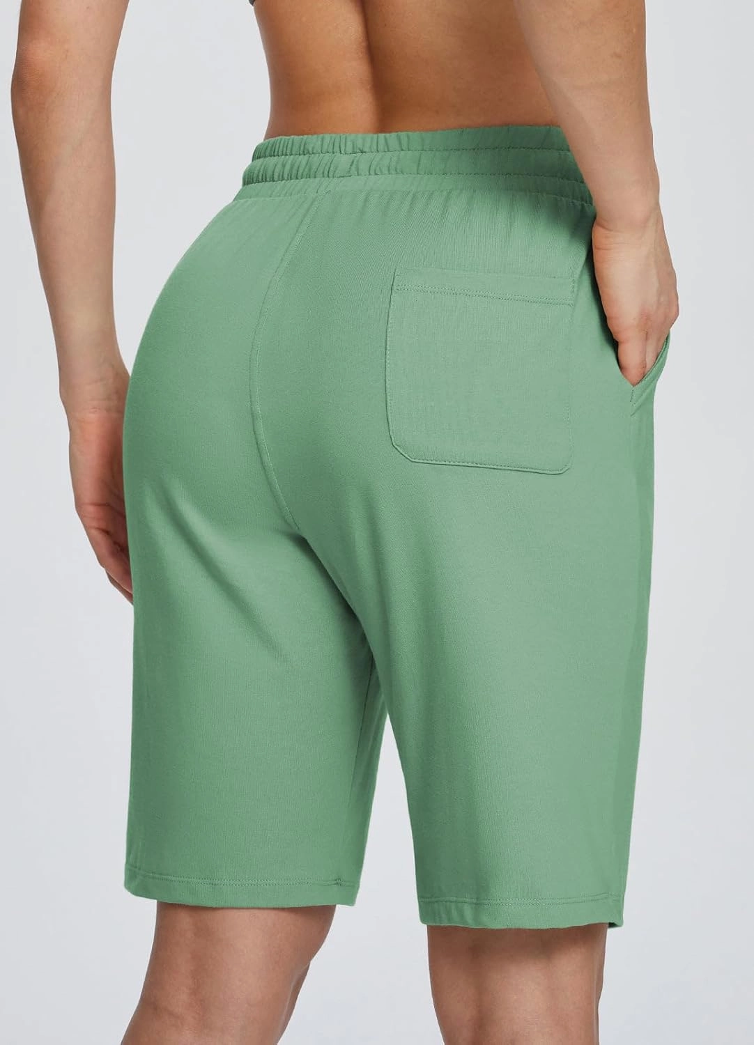baleaf Women's Cotton Bermuda Long Shorts 10" Knee Length Loose Drawstring Waist Sweat Shorts with Pockets Casual Summer