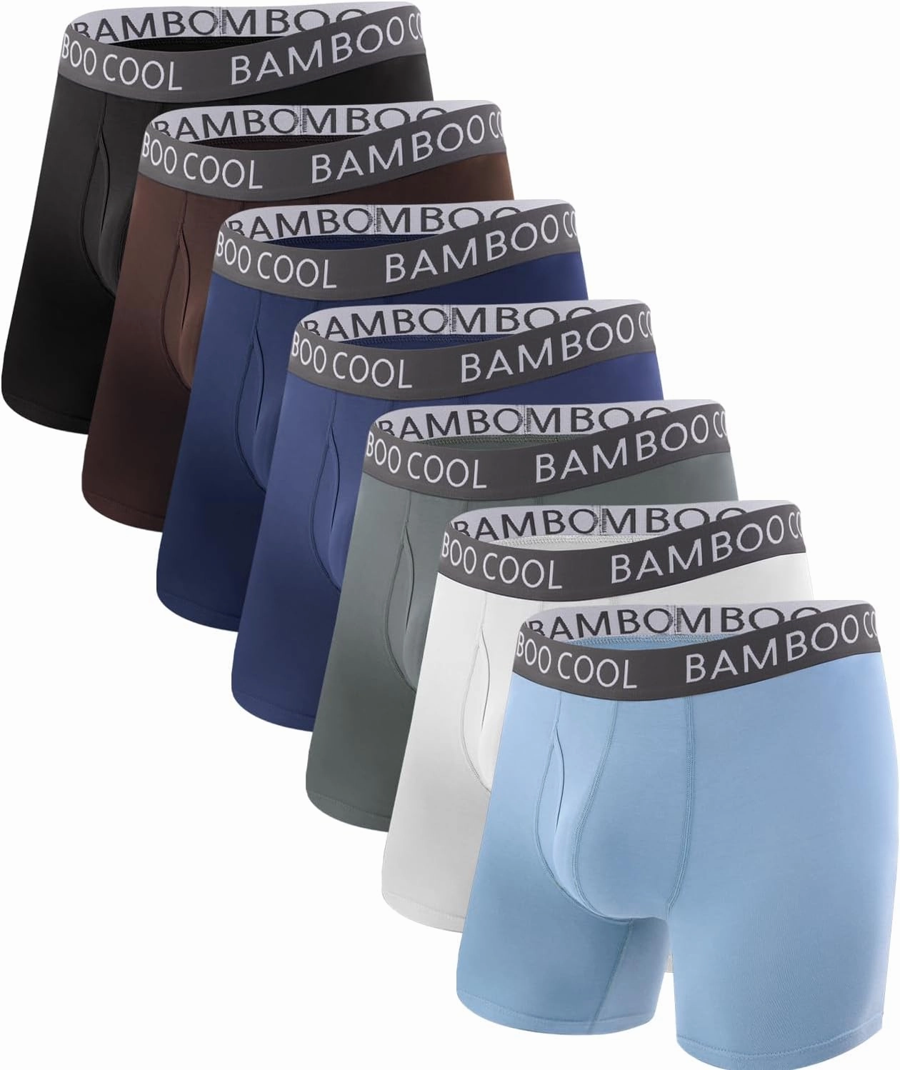 BAMBOO COOL Men's Ultra ComfortSoft Underwear, Moisture Wicking & Breathable No Ride Up Boxer Briefs with Fly, Multipack