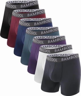 BAMBOO COOL Men's Ultra ComfortSoft Underwear, Moisture Wicking & Breathable No Ride Up Boxer Briefs with Fly, Multipack