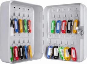 Barska Key Lock Key Cabinet Lock Box with Numbered Hooks and Tags - 20 Position - Color Tags