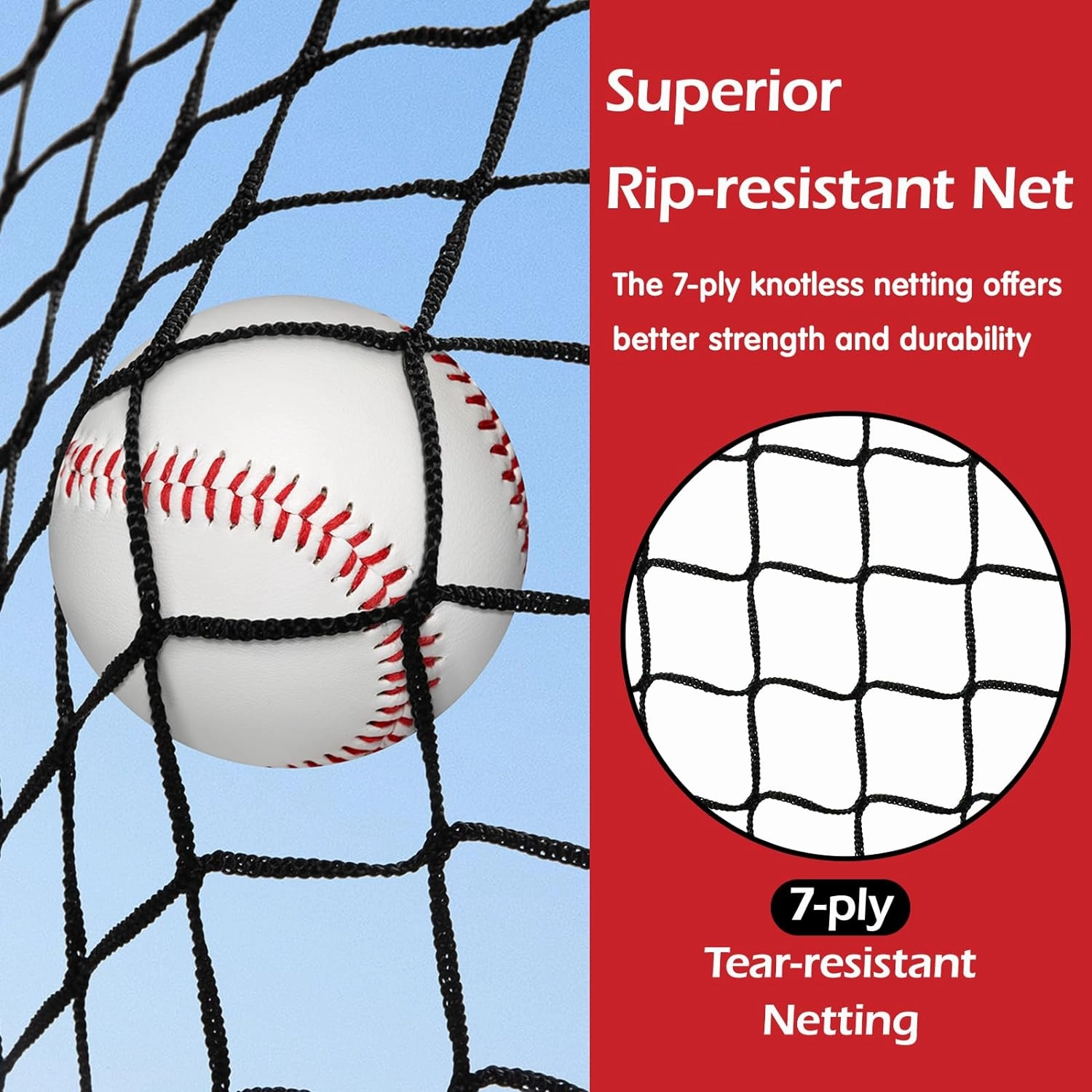 Baseball Net, 7x7ft Baseball Softball Pitching Net with Large Ball Collection System, Hitting Net Batting Net with Tee, 2 Strike Zones, Carry Bag, Baseball Nets for Batting Hitting Pitching