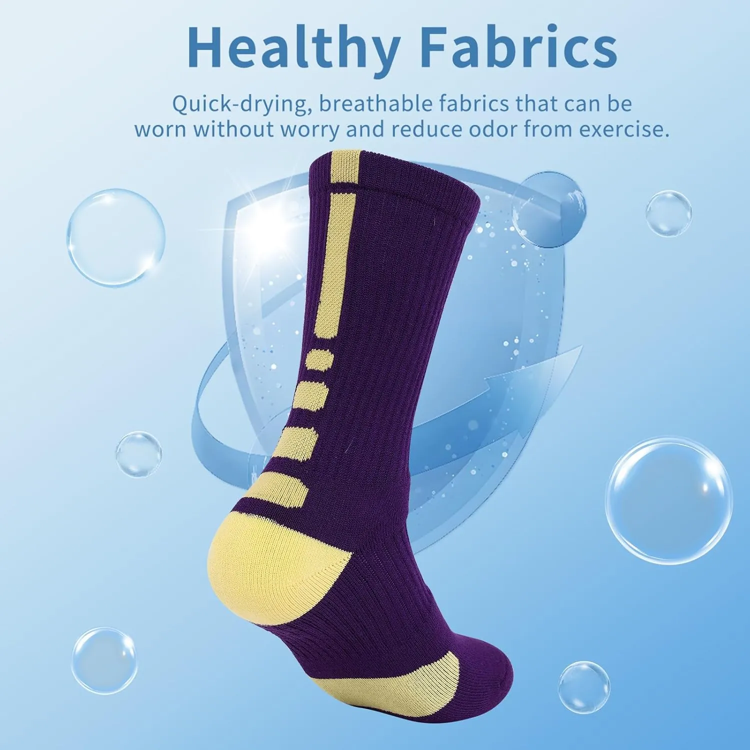 Basketball Socks for Men,Performance Cushioned Men's Athletic Crew Socks with Arch Compression for Basketball Sports