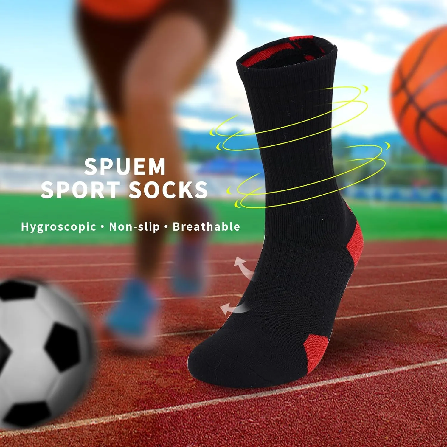 Basketball Socks for Men,Performance Cushioned Men's Athletic Crew Socks with Arch Compression for Basketball Sports