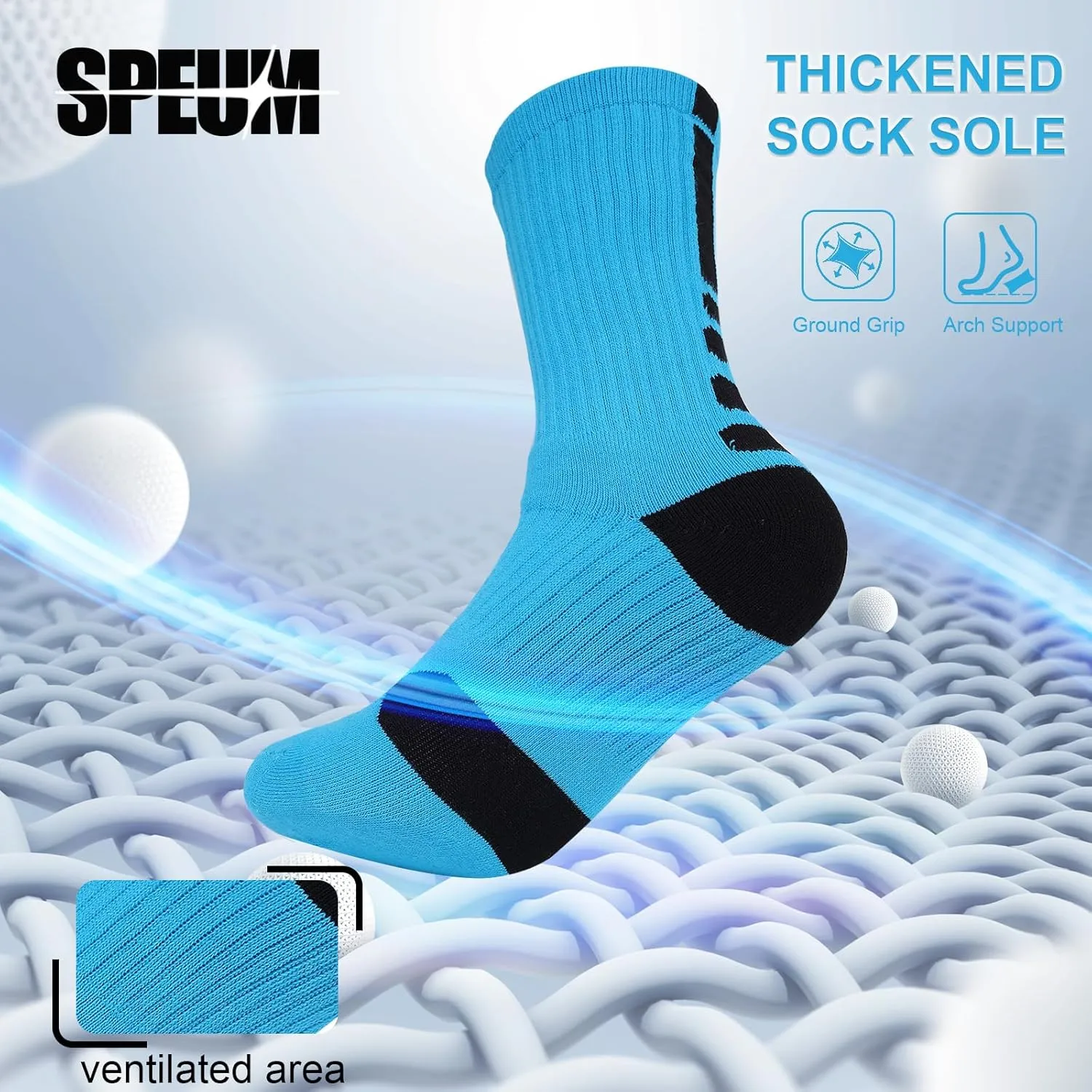 Basketball Socks for Men,Performance Cushioned Men's Athletic Crew Socks with Arch Compression for Basketball Sports