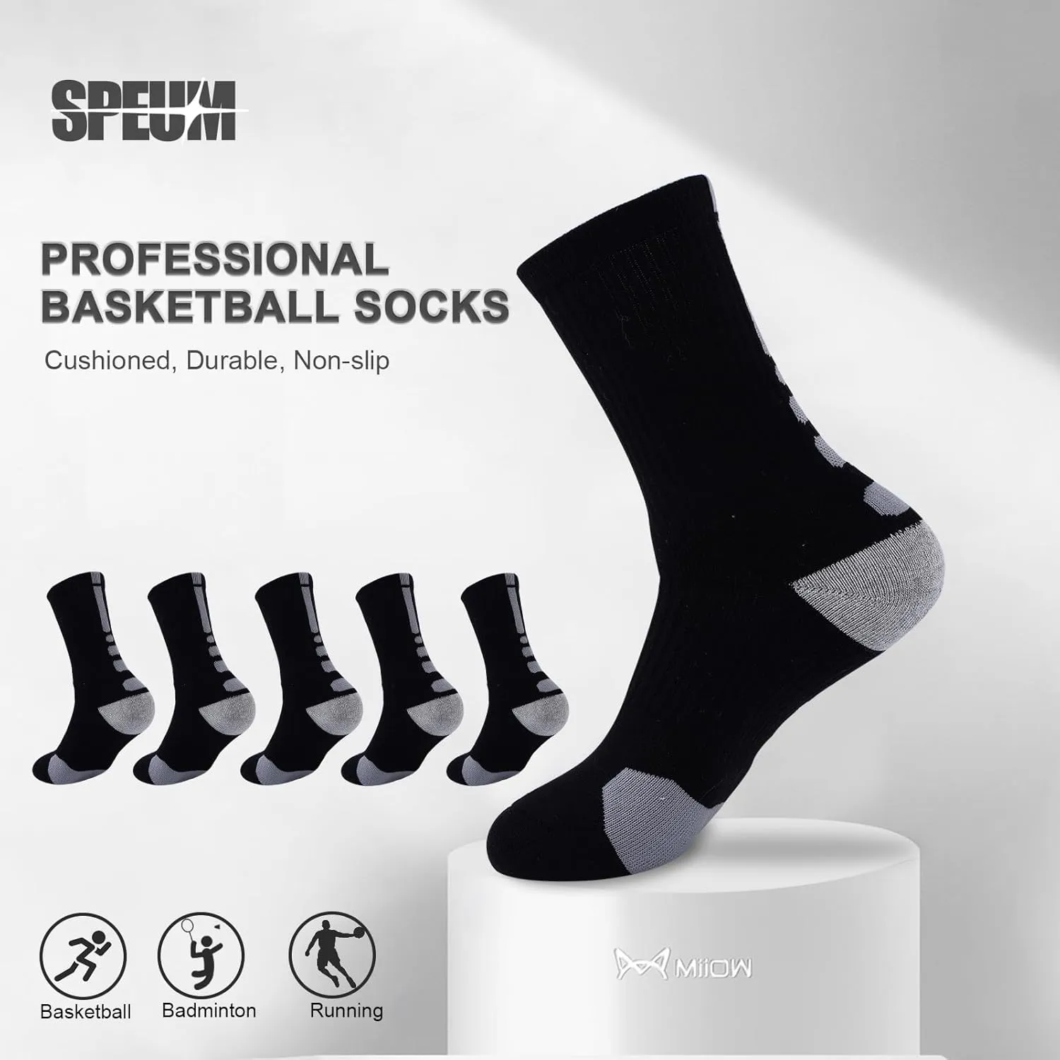 Basketball Socks for Men,Performance Cushioned Men's Athletic Crew Socks with Arch Compression for Cycling Basketball