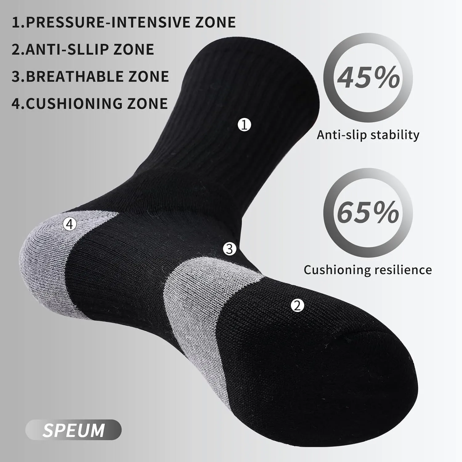 Basketball Socks for Men,Performance Cushioned Men's Athletic Crew Socks with Arch Compression for Cycling Basketball