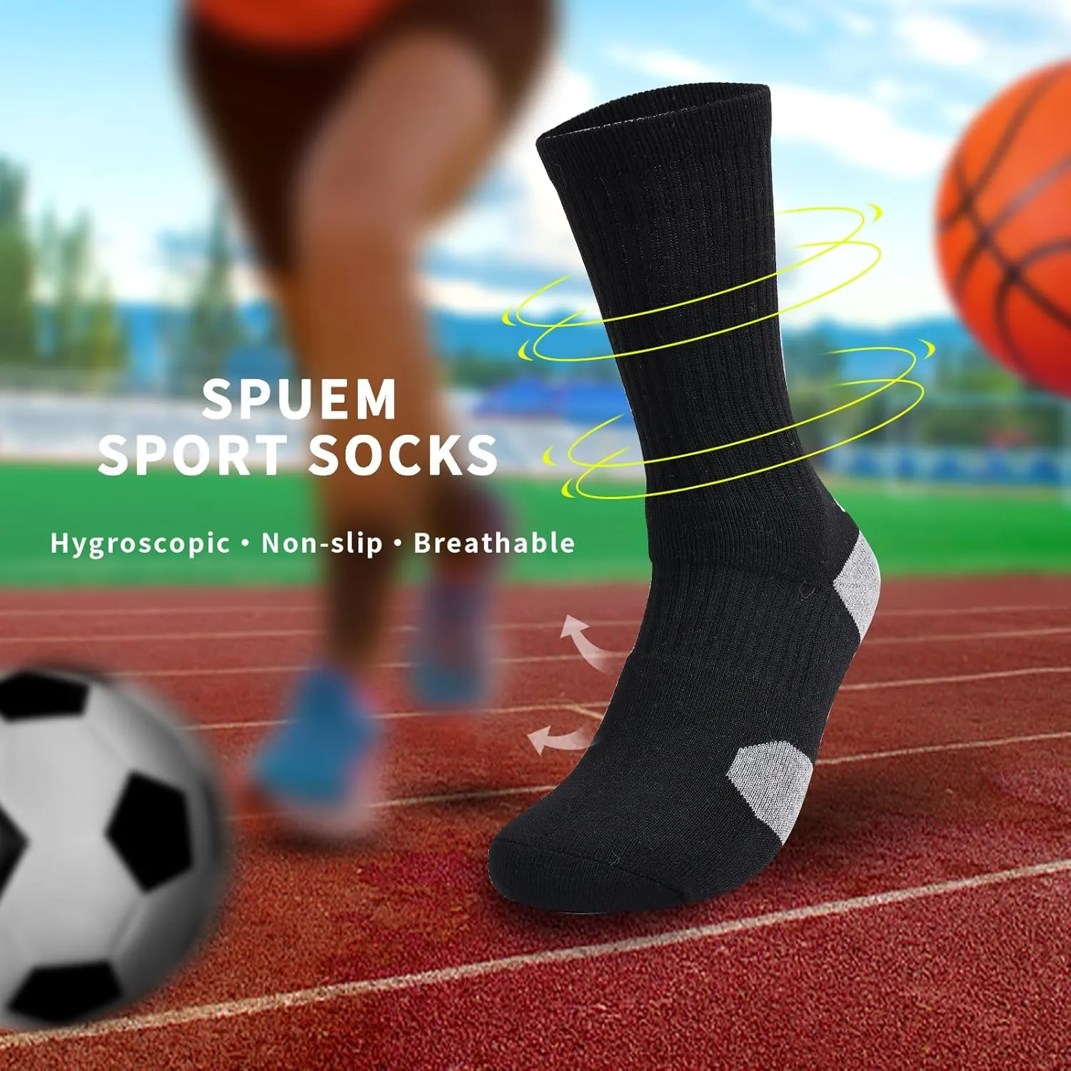 Basketball Socks for Men,Performance Cushioned Men's Athletic Crew Socks with Arch Compression for Cycling Basketball