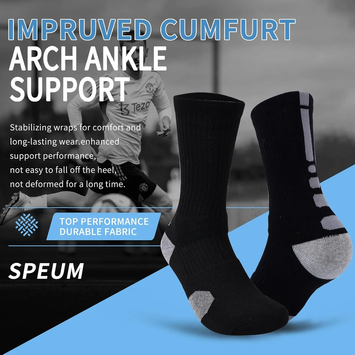 Basketball Socks for Men,Performance Cushioned Men's Athletic Crew Socks with Arch Compression for Cycling Basketball