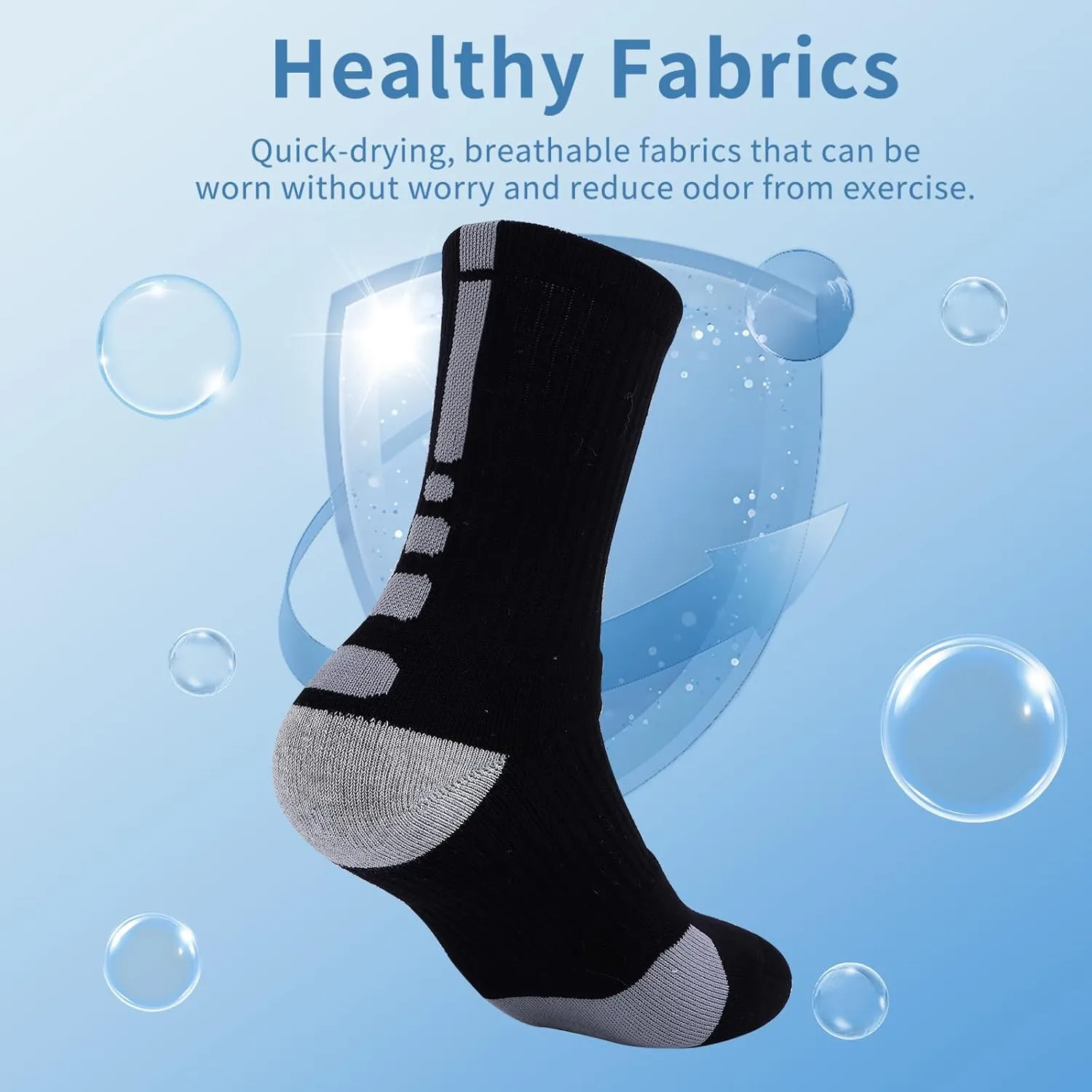 Basketball Socks for Men,Performance Cushioned Men's Athletic Crew Socks with Arch Compression for Cycling Basketball