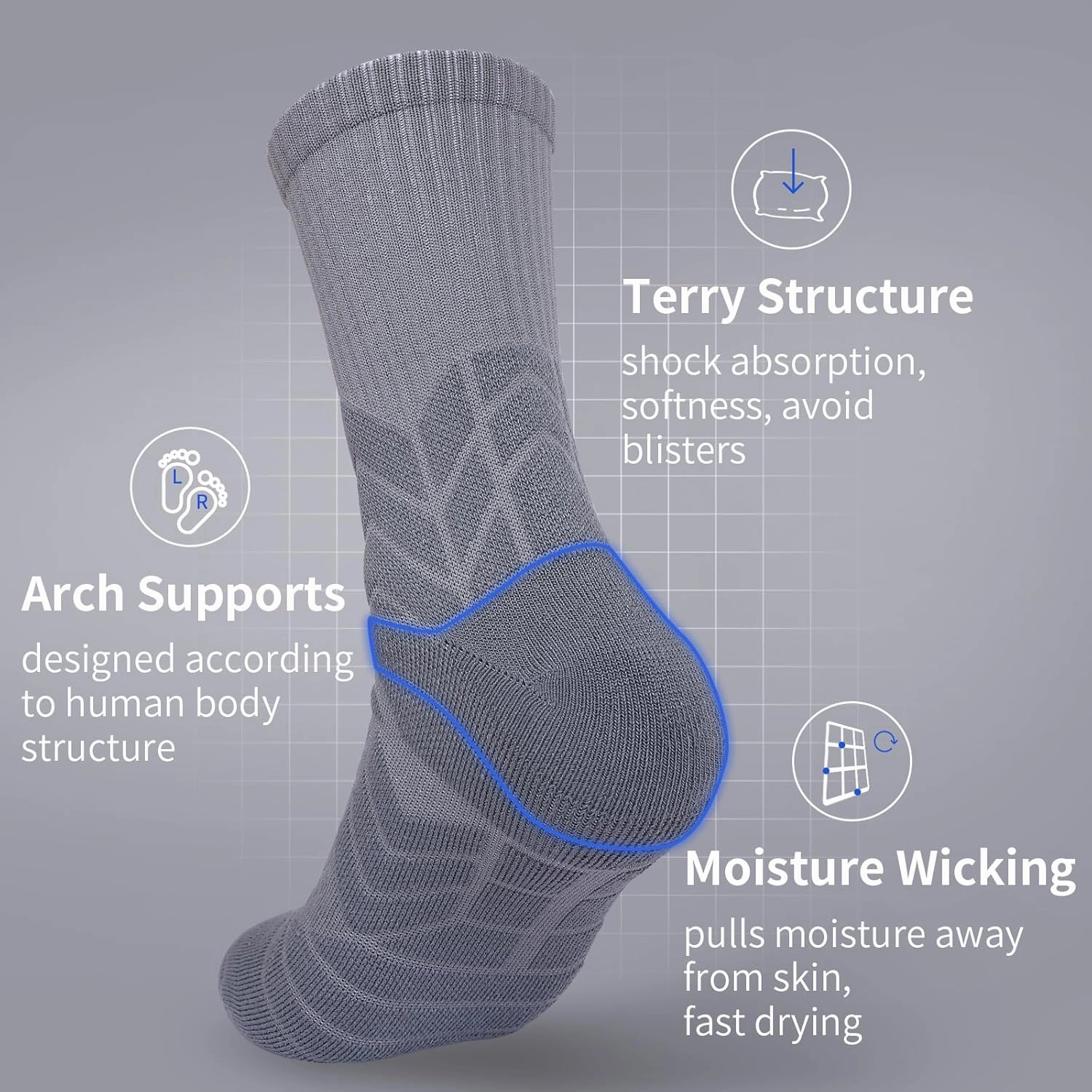 Basketball Socks for Men,Performance Cushioned Men's Athletic Crew Socks with Arch Compression for Cycling Basketball