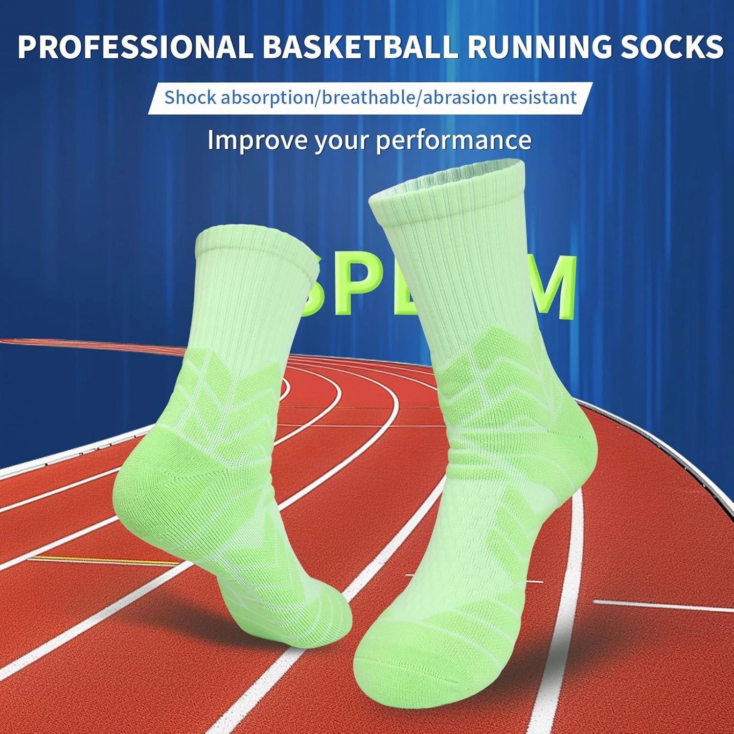 Basketball Socks for Men,Performance Cushioned Men's Athletic Crew Socks with Arch Compression for Cycling Basketball