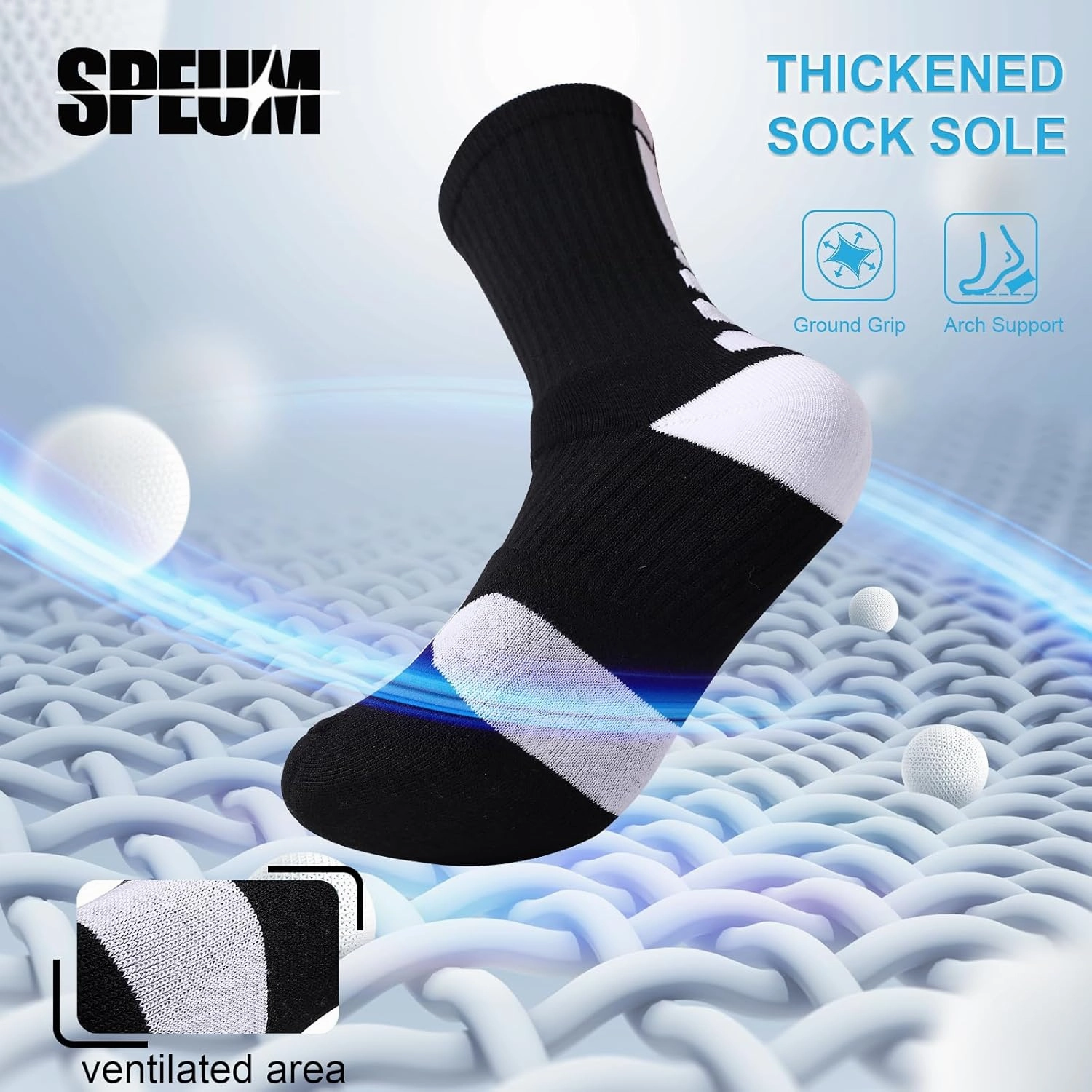 Basketball Socks for Men,Performance Cushioned Men's Athletic Crew Socks with Arch Compression for Cycling Basketball