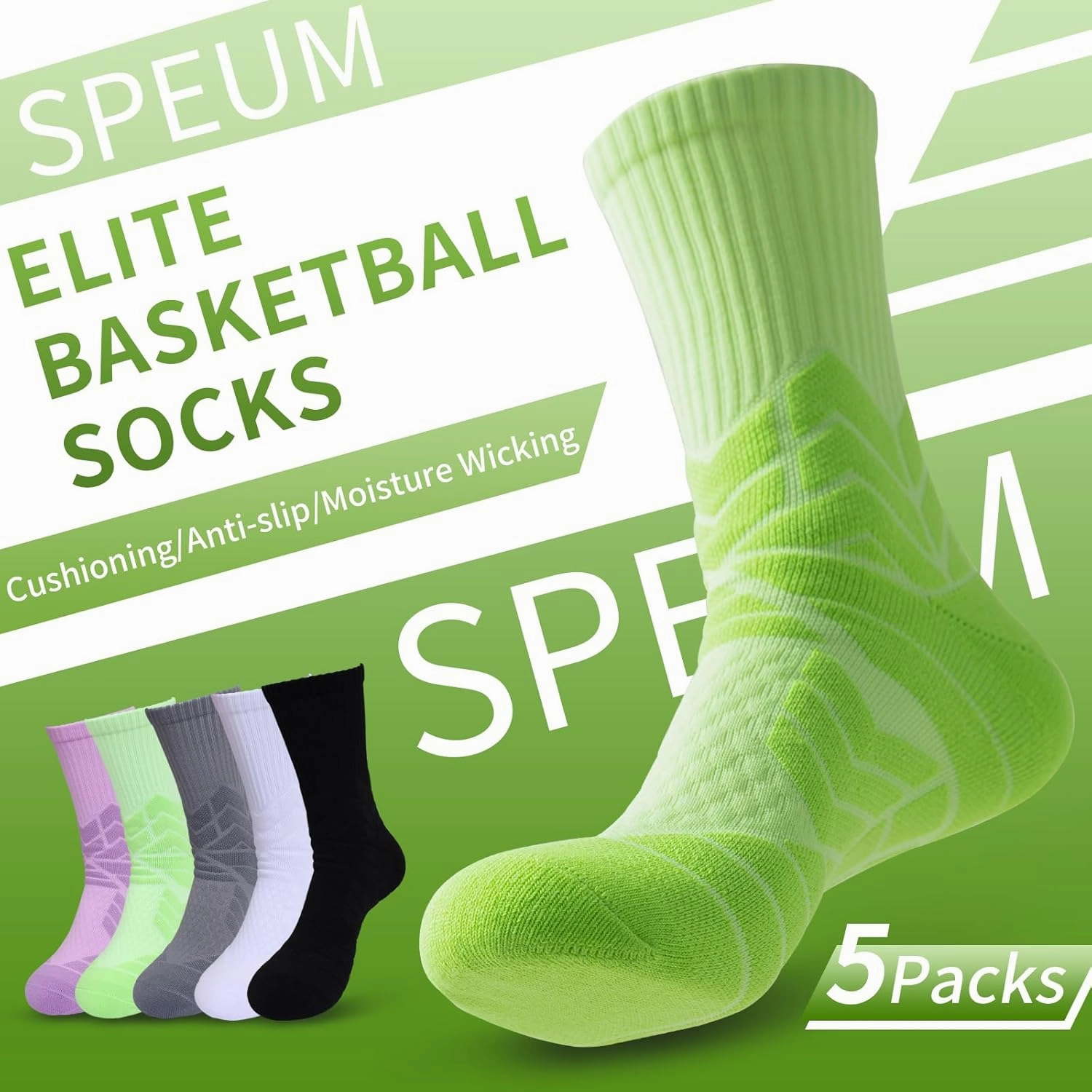 Basketball Socks for Men,Performance Cushioned Men's Athletic Crew Socks with Arch Compression for Cycling Basketball