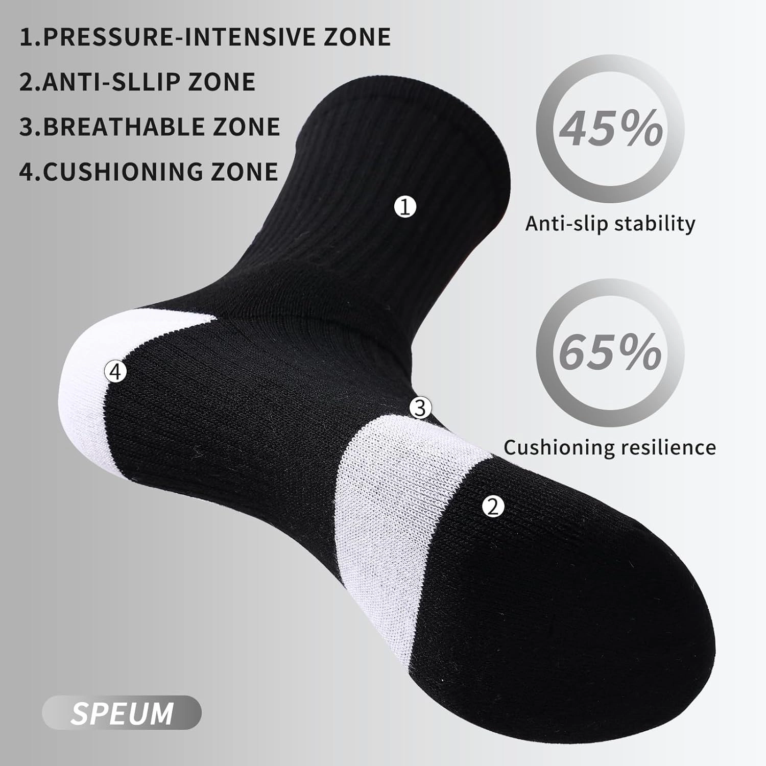 Basketball Socks for Men,Performance Cushioned Men's Athletic Crew Socks with Arch Compression for Cycling Basketball