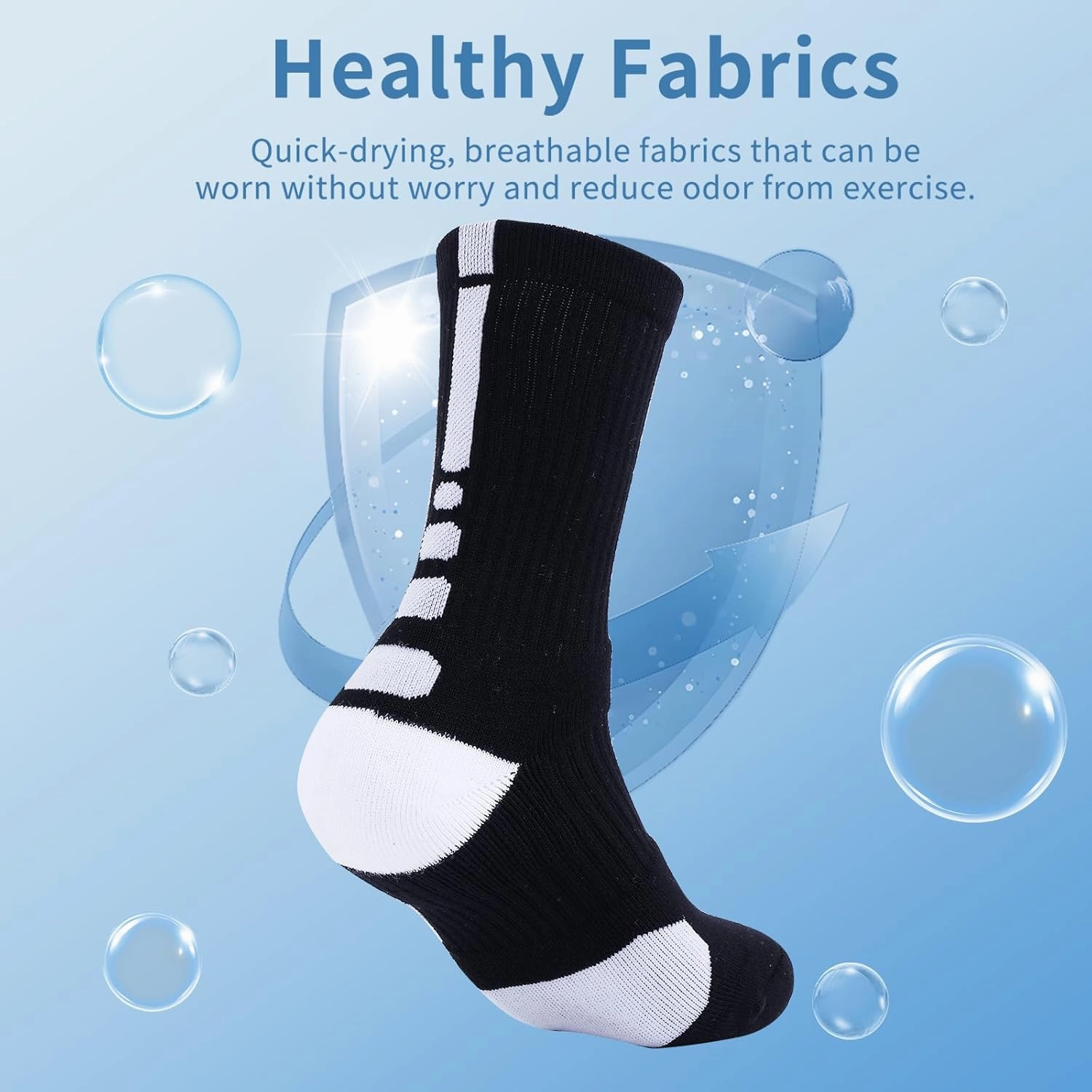Basketball Socks for Men,Performance Cushioned Men's Athletic Crew Socks with Arch Compression for Cycling Basketball