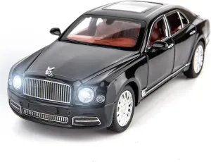 BDTCTK Compatible for 1:24 Scale Bentley Mulsanne Diecast Cars Models, Pull Back Car Toys with 6 Open Doors, Light and Sound, Boys Toys Kids Adults Gifts(Black)