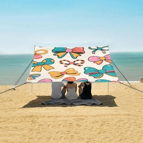 Beach Shade Tent with UPF50  UV Protection,Colorful Abstract Bows Lightweight Camping Sun Shelter for Outdoor,Camping Trips, Fishing, Backyard,Picnics,Easy Set Up and Carry 9x10.5 FT