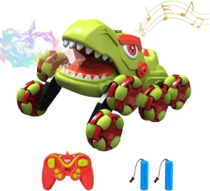 BEANGEL Dinosaur RC Car Scale Remote Control 8WD Kids Stunt Car 2.4GHz Drift 4WD 360° Rotation Suitable for Children with Lights Music and Spray