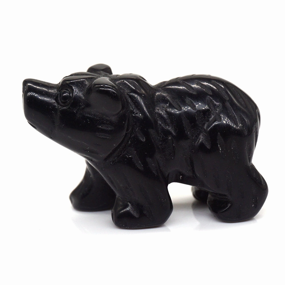 Bear Statue Natural Stone Hand Carved Figure Room