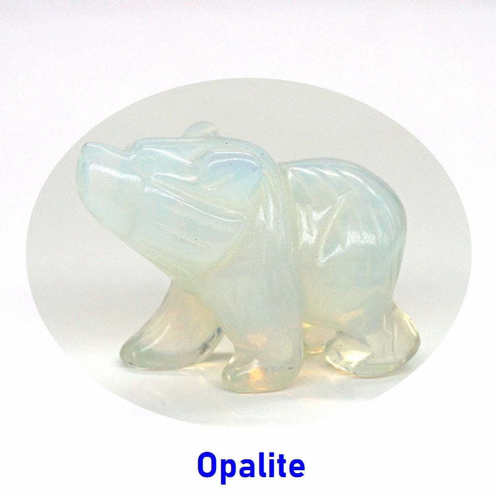 Bear Statue Natural Stone Hand Carved Figure Room