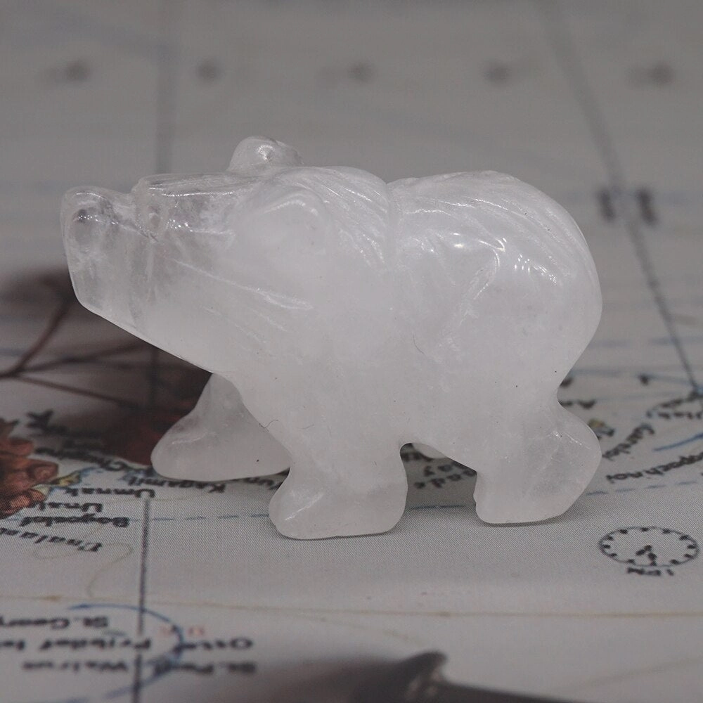 Bear Statue Natural Stone Hand Carved Figure Room